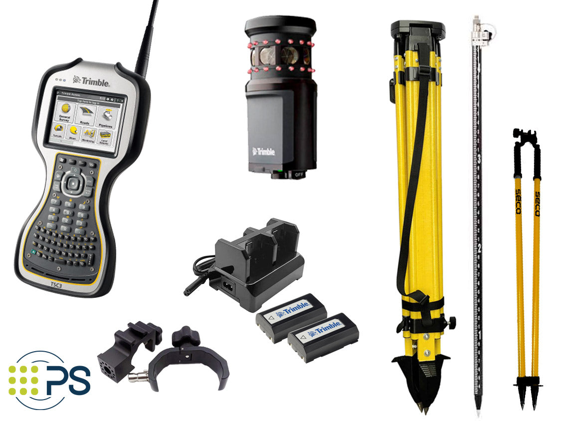 S6 package includes Trimble TSC3 with Access, MT1000 prism, tripod, survey pole with bipod, chargers and batteries