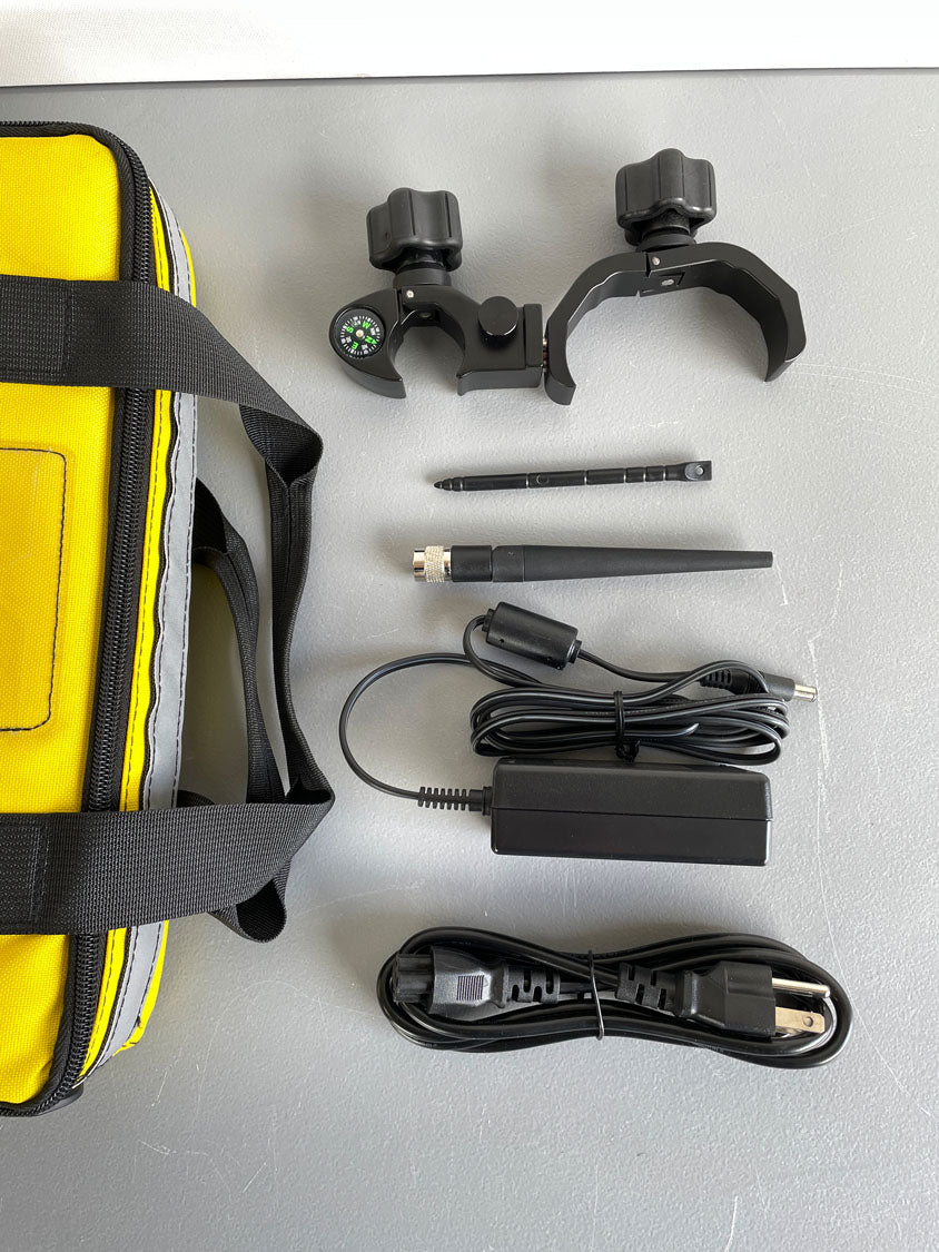 Accessories included with Ranger 3 kit, TSC3 pole clamp with compass, Ranger 5 soft case, 2.4GHz antenna, powers supply, stylus and screen protectors