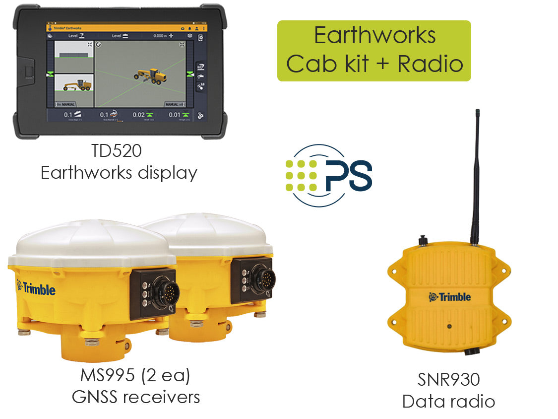 Trimble Earthworks cab kit plus radio from Positioning Solutions, TD520, MS995, SNR930